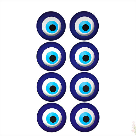 Nazar Boncuğu Dekoratif Duvar 3D Sticker - 13,5cm x 8 Adet