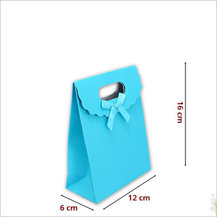 El Geçmeli Karton Çanta 16 x 12 x 6 cm, Mavi - 12 Adet