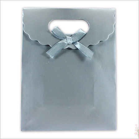 El Geçmeli Karton Çanta 38 x 27 x 15 cm, Mat Gümüş - 12 Adet