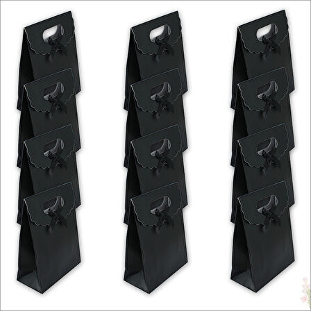 El Geçmeli Karton Çanta 38 x 27 x 15 cm, Siyah - 12 Adet