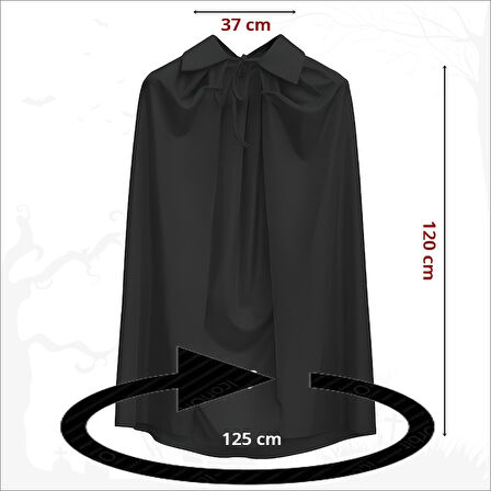 Yetişkin Cadı ve Vampir Pelerini, 120 cm