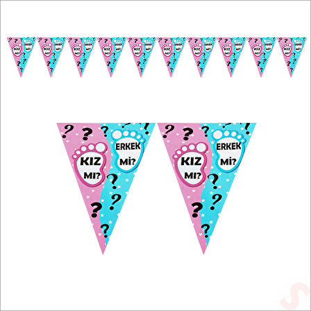 Cinsiyet Partisi, Kız Mı? Erkek Mi? Üçgen Flama - 2 mt.