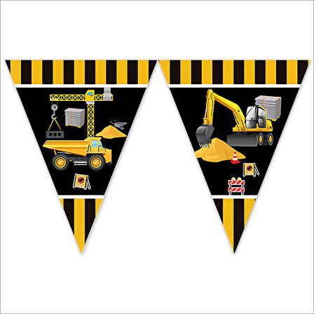 İnşaat Partisi Üçgen Bayrak Flama - 3 mt