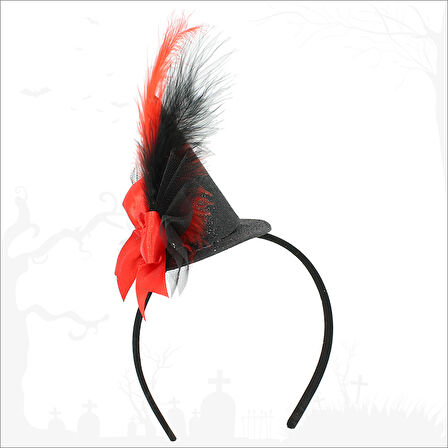 Halloween Tüylü Şapka Taç - Kırmızı SüSLü