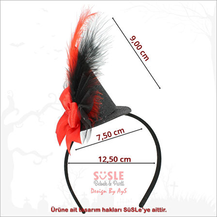 Halloween Tüylü Şapka Taç - Kırmızı SüSLü