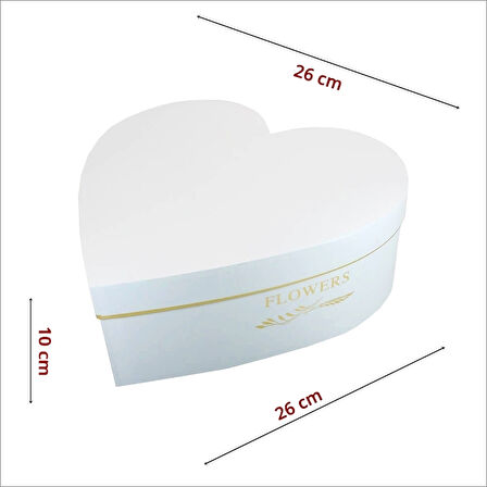 Kalp Kutu Küçük Boy, 26 x 26 x 10 cm - Beyaz