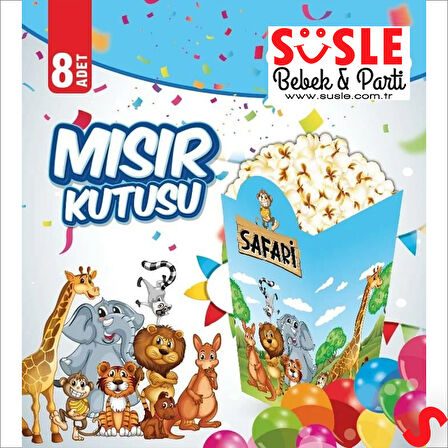 Safari Sevimli Hayvanlar Mısır Kutusu - 8 Adet