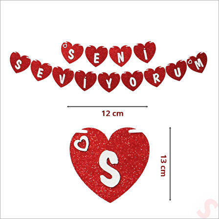 Kalpli Seni Seviyorum Simli Eva Banner, 2 mt