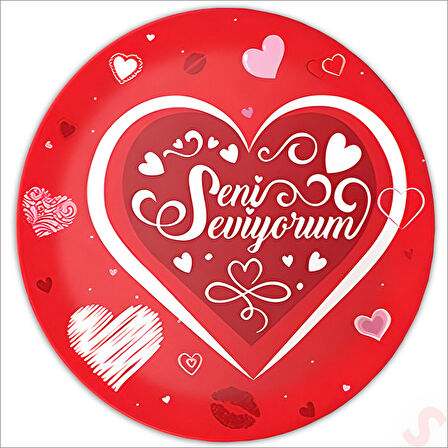 Seni Seviyorum Karton Tabak - 22cm x 8 Adet