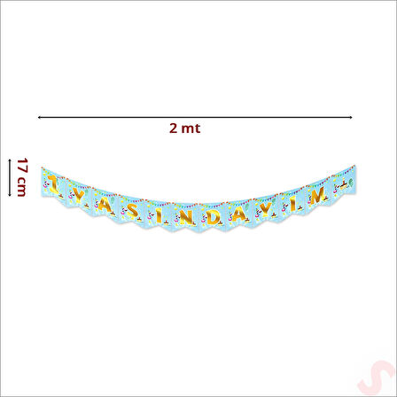 1 Yaşındayım Banner, 2 mt x 17 cm - Mavi