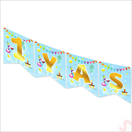 1 Yaşındayım Banner, 2 mt x 17 cm - Mavi