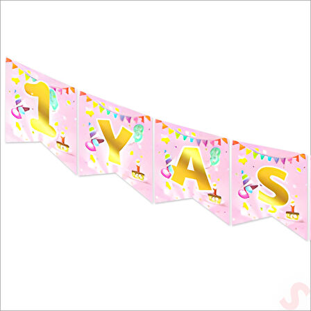 1 Yaşındayım Banner, 2 mt x 17 cm - Pembe