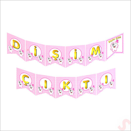 Dişim Çıktı Banner, 175 cm x 17 cm - Pembe