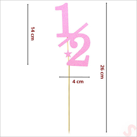 1/2 Yarım Yaş Pasta SüSü, 4cm x 26cm - Pembe