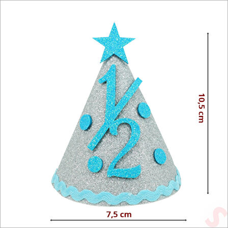 1/2 Yarım Yaş Simli Eva Külah Şapka - Mavi