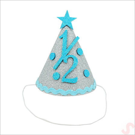 1/2 Yarım Yaş Simli Eva Külah Şapka - Mavi