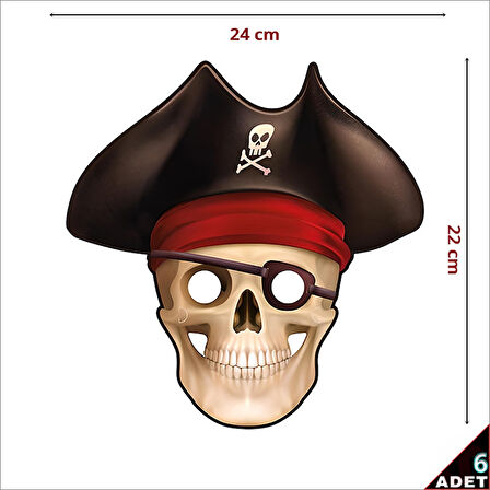 Korsan Partisi Karton Maske - 6 Adet