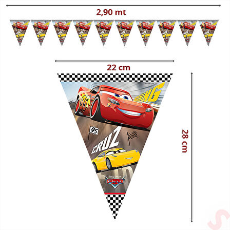 Cars 3, Üçgen Bayrak Flama - 2,90 mt