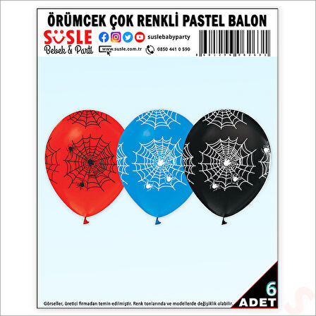 Spiderman Örümcek Balon, 30cm x 6 Adet