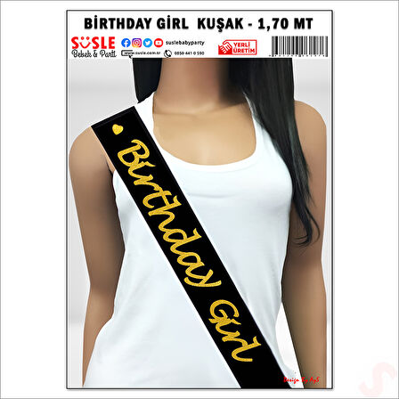 Birthday Girl Siyah Kuşak, 1,70 mt - Altın