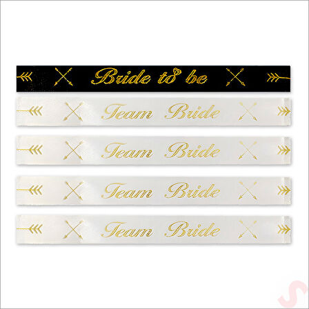 Bride To Be ve Team Bride Bileklik, 5 Adet - Altın