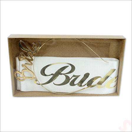 Bride To Be Kuşak ve Bride Metal Taç Seti - Altın