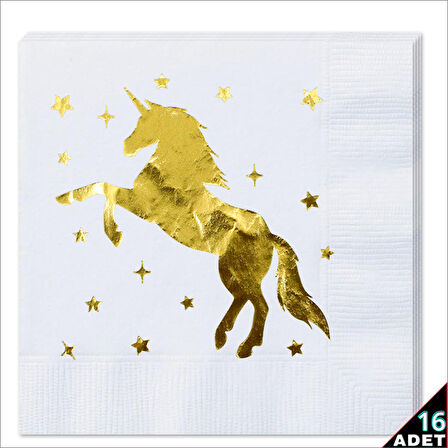 Unicorn Peçete, 16 Adet - Altın