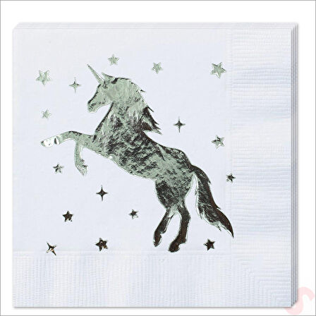 Unicorn Peçete, 16 Adet - Gümüş