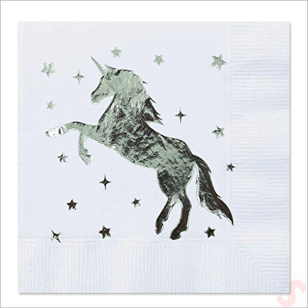 Unicorn Peçete, 16 Adet - Gümüş