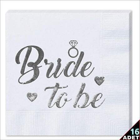 Bride To Be Peçete, 16 Adet - Gümüş