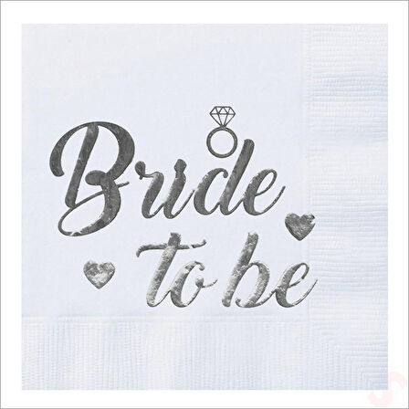 Bride To Be Peçete, 16 Adet - Gümüş