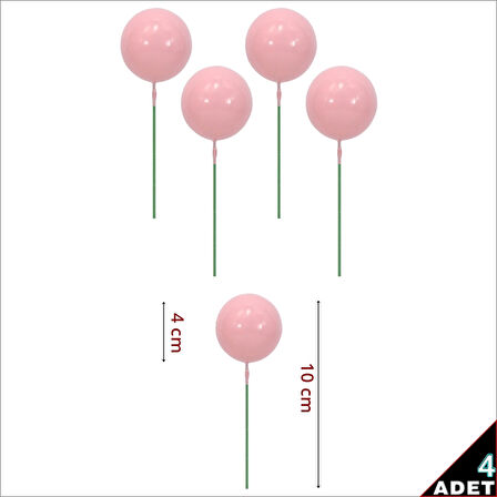 Çubuklu SüSLeme Topu, 4cm x 4 adet - Pembe