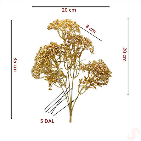 Yapay 5 Dallı Tomurcuk Cipso Demeti, 35cm x 20cm