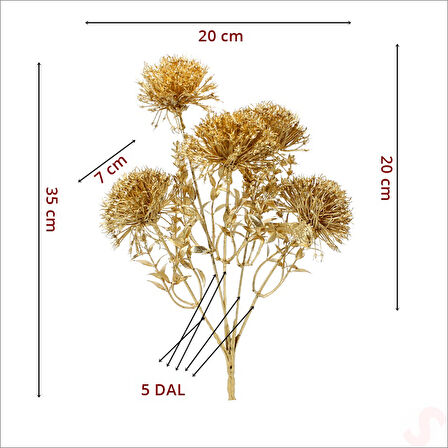 Yapay 5 Dallı Tomurcuk Cipso Demeti, 35cm x 20cm