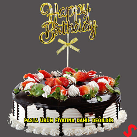 Happy Birthday Pasta SüSü, 23cm x 12,5cm - Altın
