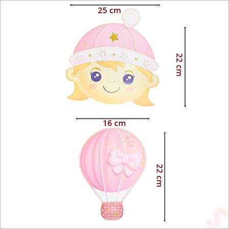 Kız Bebek Odası, 8 Parça Duvar Sticker Seti