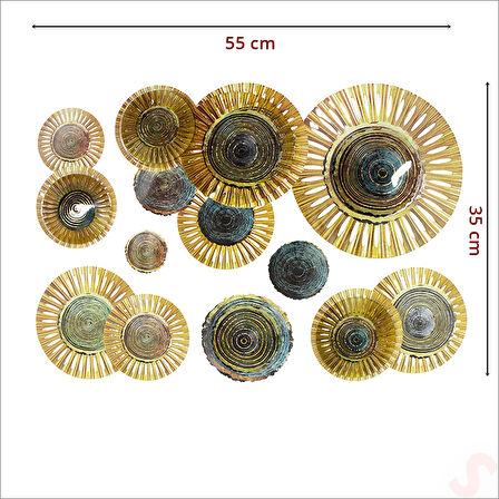 3 Boyutlu Dekoratif Duvar Sticker Seti, Altın