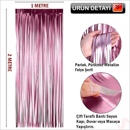 Kapı, Duvar ve Arka Fon Saçaklı Perde 1mt x 2mt - Pembe