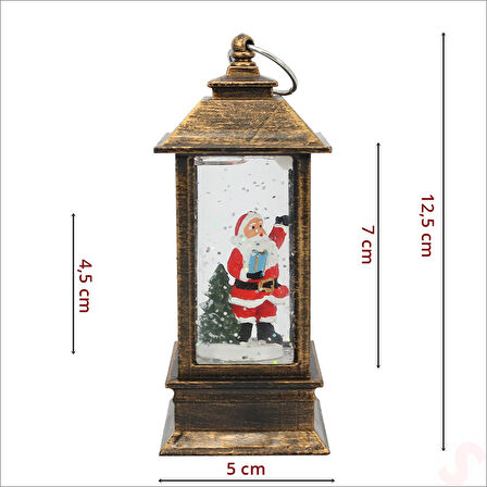 Uçuşan Simli,12,5cm x 5cm Led Işıklı Fener Küre - Noel Baba