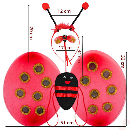 Uğur Böceği Kanat, Asa ve Taç 3'lü Set