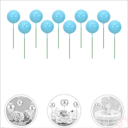 Çubuklu SüSLeme Topu, 2cm x 10 adet - Mavi
