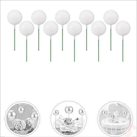 Çubuklu SüSLeme Topu, 2cm x 10 adet - Beyaz