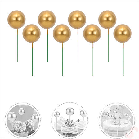 Çubuklu SüSLeme Topu, 3cm x 8 adet - Altın