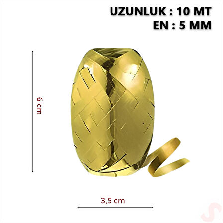 Rafya, 5 mm x 10 mt - Metalik Altın