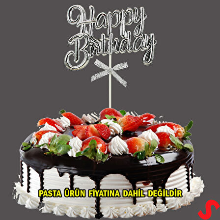 Happy Birthday Pasta SüSü, 23cm x 12,5cm - Gümüş