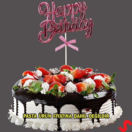 Happy Birthday Pasta SüSü, 23cm x 12,5cm - Pembe