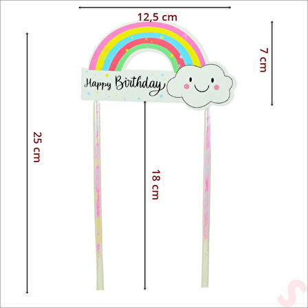 Unicorn Happy Birthday Pasta SüSü, 4'lü SET - Yıldız