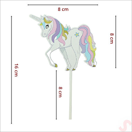 Unicorn Happy Birthday Pasta SüSü, 4'lü SET - Yıldız