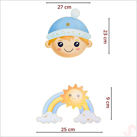 Erkek Bebek Odası, 9 Parça Duvar Sticker Seti
