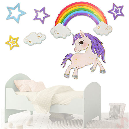 Unicorn, 7 Parça Duvar Sticker Seti